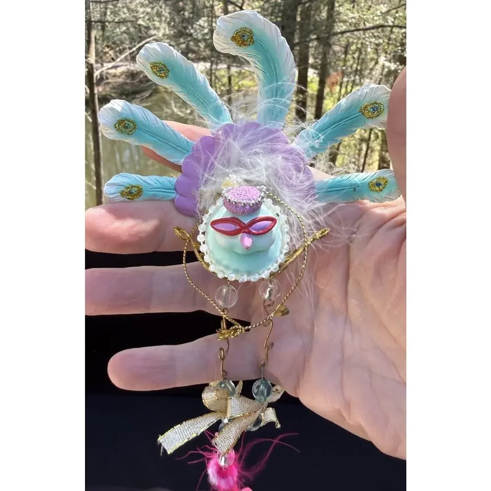 Vintage Katherines Collection Dangle Leg Peacock Christmas Ornament Rare! -K2